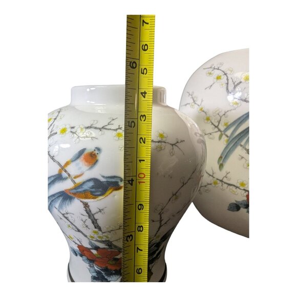 Vintage Set of 2 JAY Fine China Porcelain Vase Set With Bluebirds & Floral Motif - Picture 8 of 13